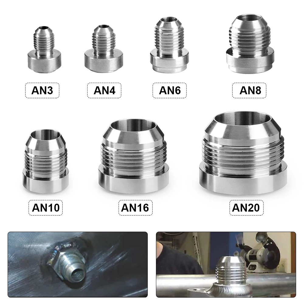 AN6 AN8 AN10 AN12 AN16 AN20 Male Billet Stainless Steel Straight Male Weld Fitting Adapter Weld Bung Nitrous Hose Fitting 1PCS