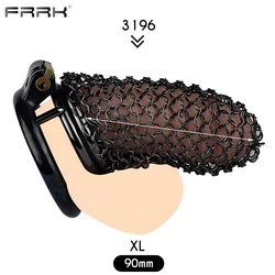 FRRK Male Black Steel Chastity Device Belt Hollow Metal Cage Penis Lock Mesh Chastity Cage Alternative Adults Sex Shop Toys