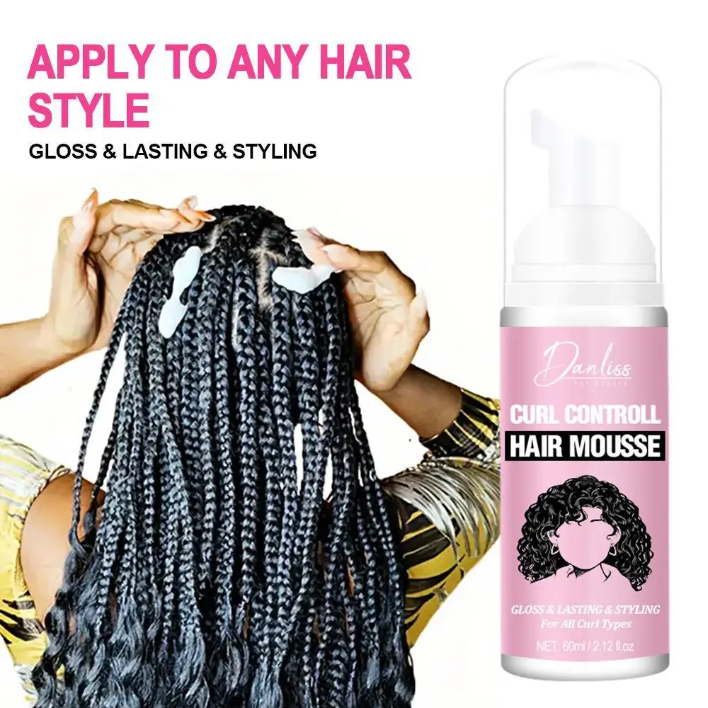 Mousse modeladora de cabelo encaracolado, creme modelador fofo, nutritivo, elastina, hidratante, mousse para cabelo, evita a secura de 60ml u8y4