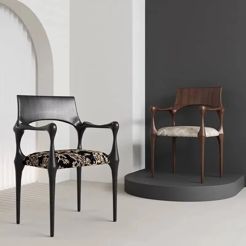 Encosto preto cadeiras de jantar braço almofada pernas design acento cadeira de jantar sala de estar fezes móveis cadeiras de jantar