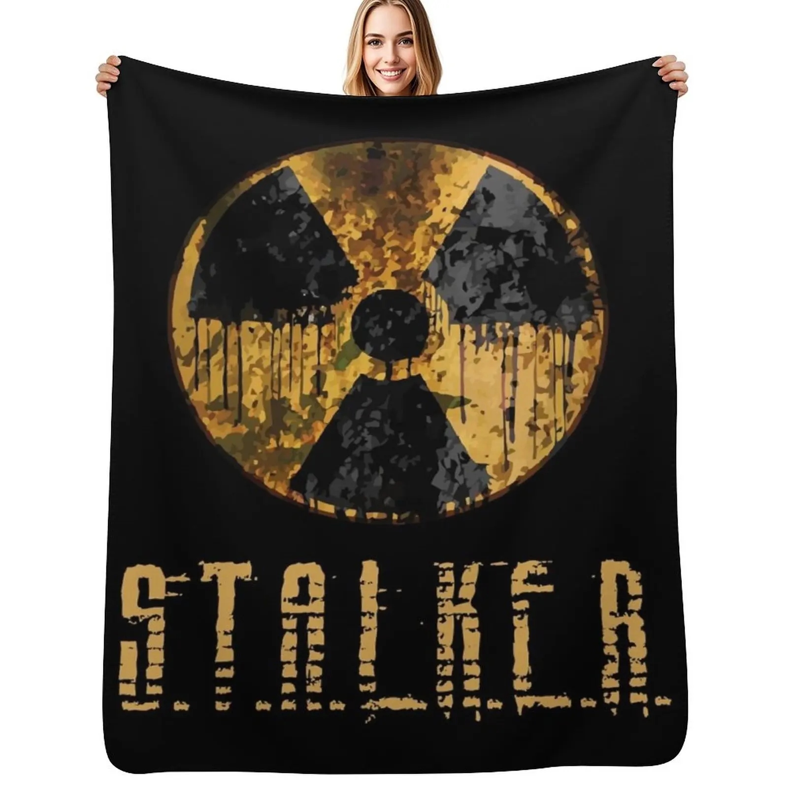 Stalker Radiation Emblem Throw Blanket Ultra Plush Cozy Blanket for Napping Sleeping
