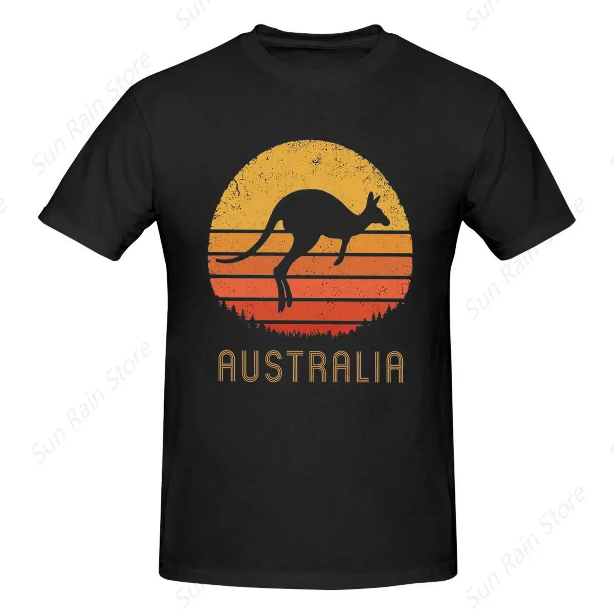 Australia Retro Kangaroo T-Shirt for Men Cotton Oversized T Shirts Men's Tees Short Crew Neck Summer Clothes Tops S-6XL