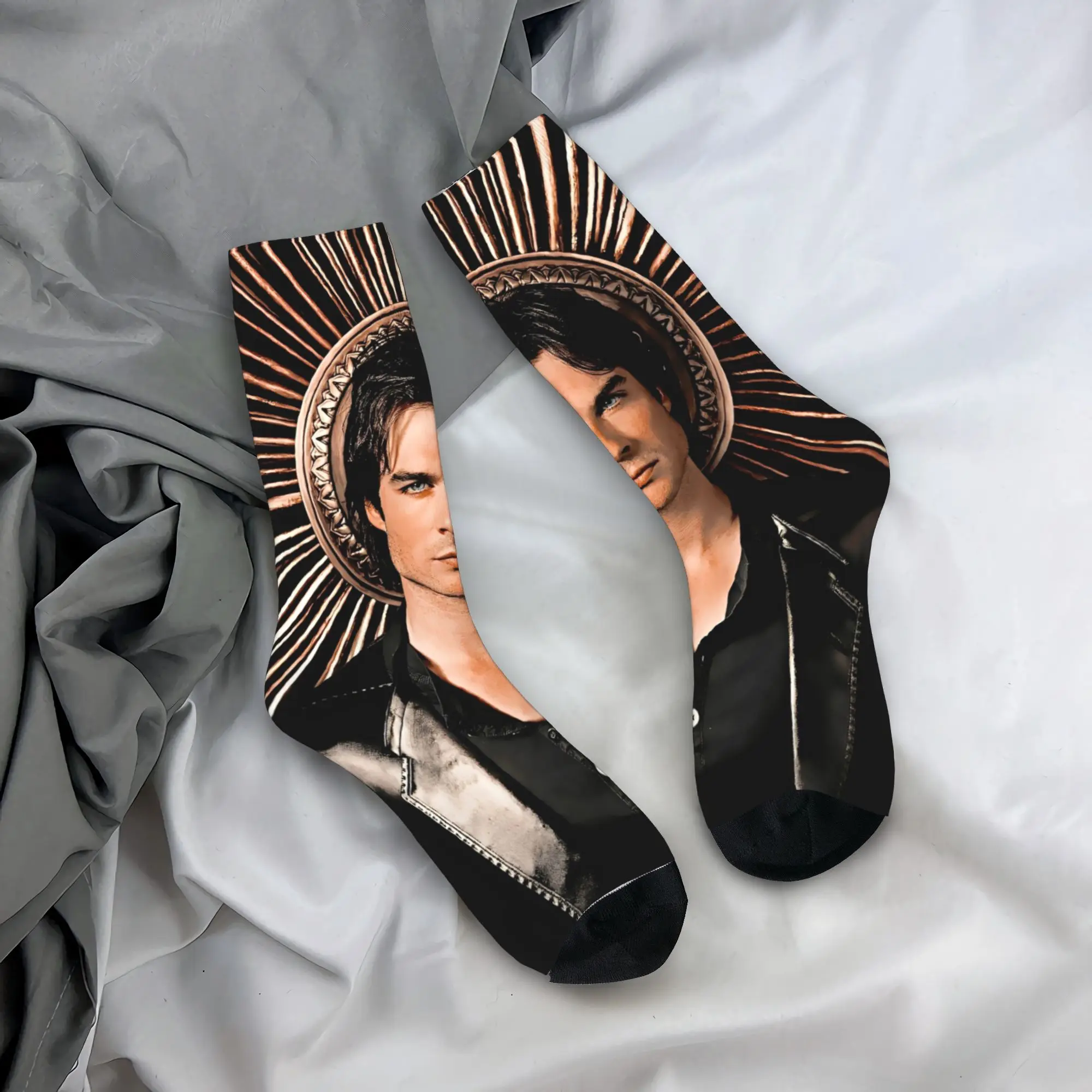 

The Vampire Diaries Damon Salvatore Socks Design Stockings Non Slip Men Socks Soft Autumn Funny Running Socks