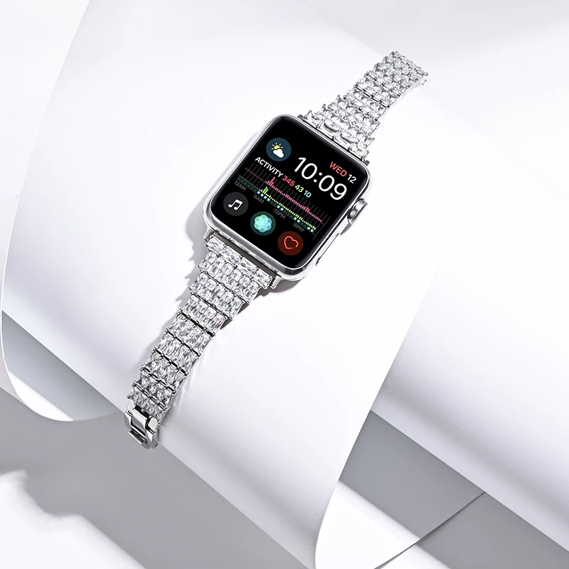 

Charming Women Luxury Bling Diamond Zircon Bracelet Adjustable Watch Strap for Apple Watch WB0130S