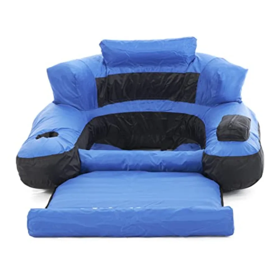 Ultimate fabric-covered lounger swimming pool float for outdoor relaxation, premium PVC material, vibrant blue color, extra-thi