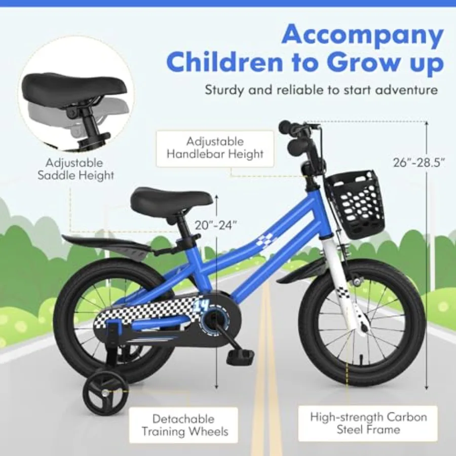 12 14 16 18 Inch Bike for Boys Girls Aged 3-8 Years Old Toddler Bicycle with Removable Training Wheels Handbrake Coaster Brake