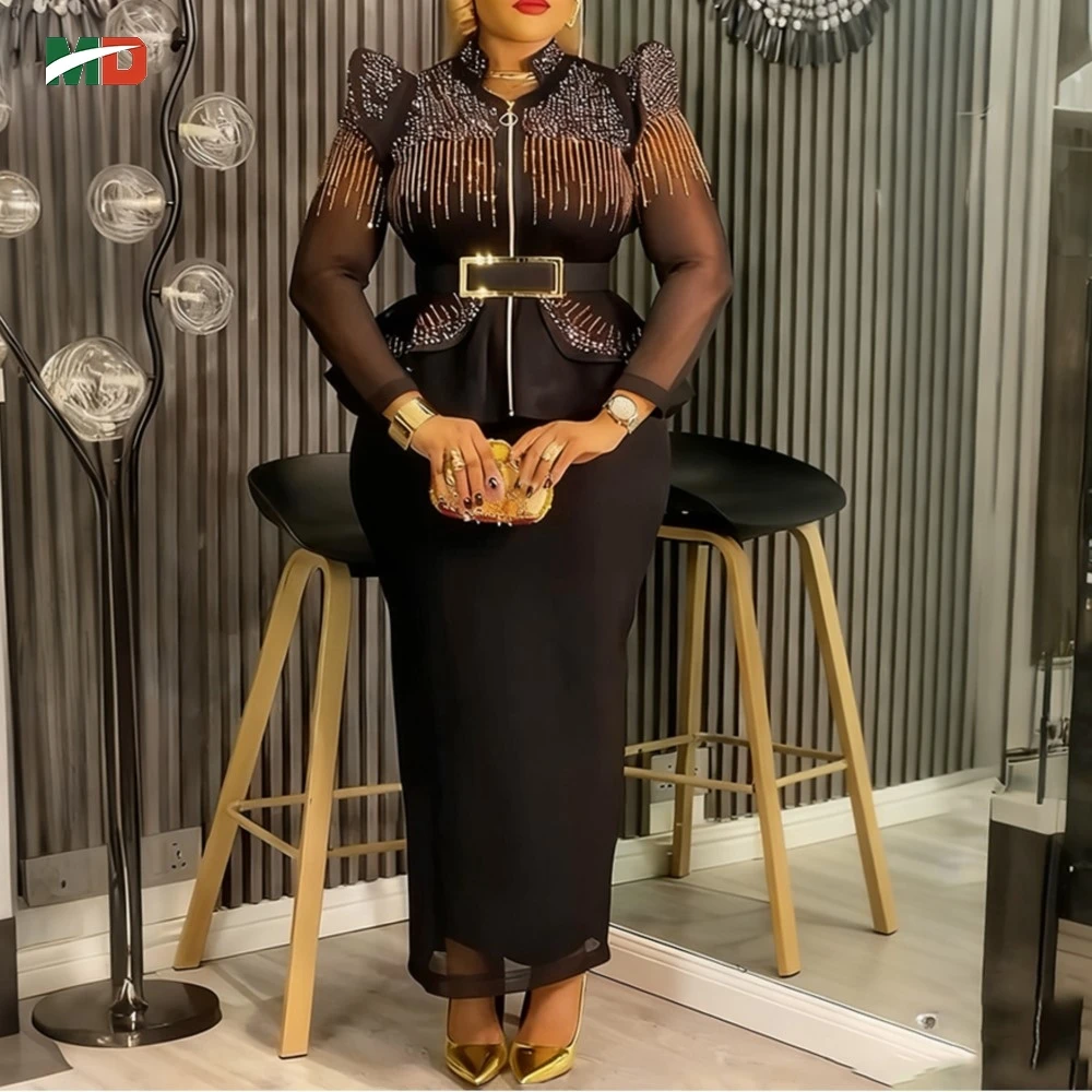 여성용 MD 아프리카 전통 의상, 다이아몬드 장식 바진 웨딩 파티 드레스, 앙카라 로브, 전통 의상, 아프리카 의류