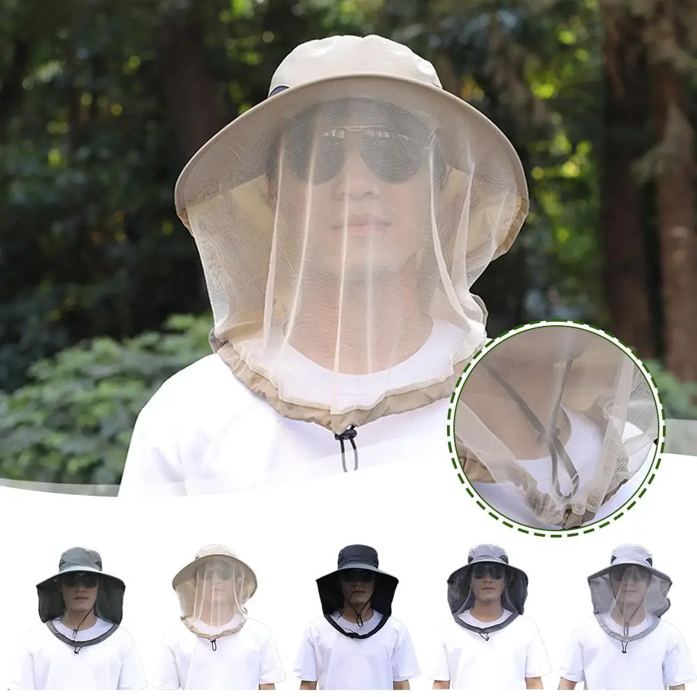 UV-Schutzhut mit Gesichtsmaske, atmungsaktiver Insektenschutz, breite Krempe, Angelhut, Outdoor-Sport, Natur, Wandern, Camping, Netzhut – Detail 4
