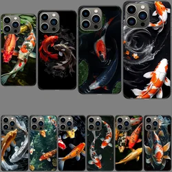 High End Ornamental Fish and Koi Carp Phone Case For Iphone 16 15+ Pro Max 17 Air 14 Plus 16E 13 Pro 12 Mini 11 Cover