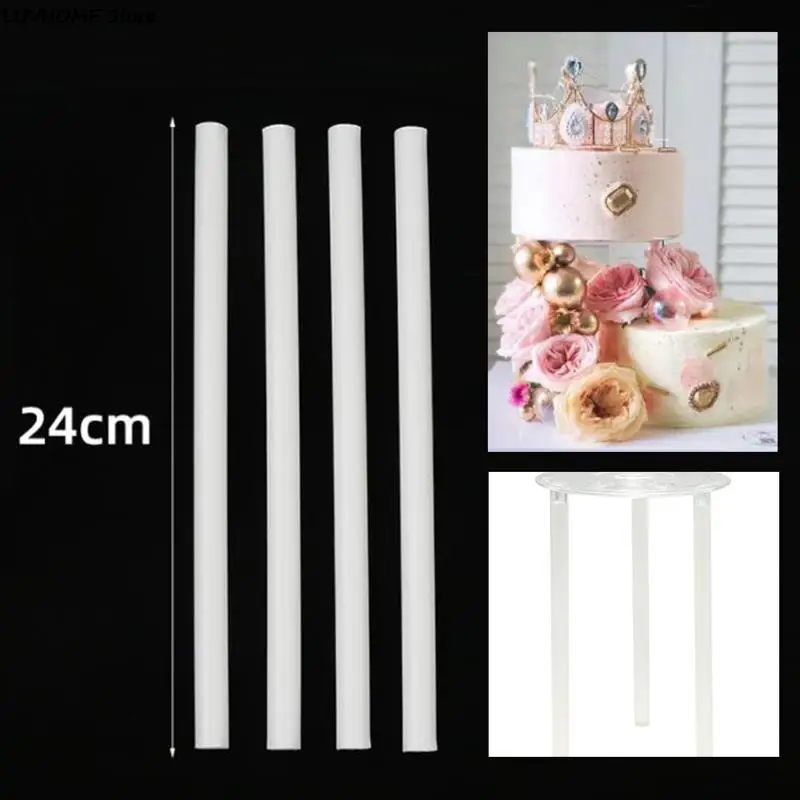 New 10Pcs 21cm/24cm/30cm Cake Dowels White Plastic Cake Support Rods Round Dowels Straws Reusable