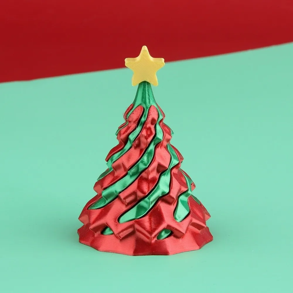 Xmas Gift 3D Printed Christmas Tree Dual Color Swirl Cone Fidget Pyramid Shape Spiral Reduce Pressure Christmas Decor