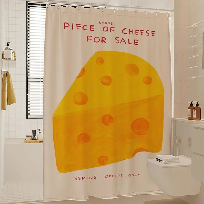Cute Big Yellow Lemon Text Print Shower Curtain When Life Gives You A Lemon Slogan Minimalist Cartoon Fruit Waterproof Fabric Ba