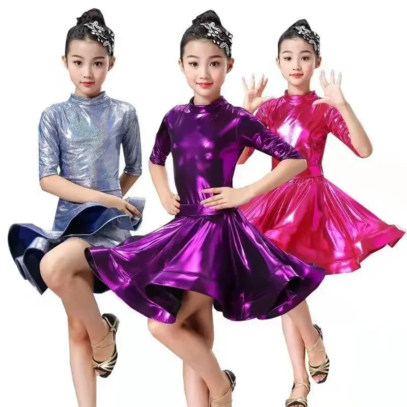 Vestido de Dança Latina Profissional para Meninas, Roupas de Salão de Baile, Desgaste do Palco para Crianças, Roupas de Competição Infantil