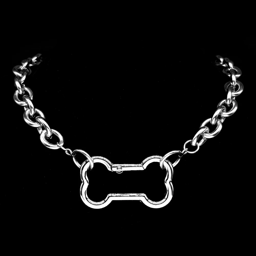 Punk-Hunde-Knochen-Anhänger-Halskette für Damen, Egirl, Edelstahl, silberfarben, cooles Accessoire, süßer DIY-Kettenschmuck, Goth – Detail 10