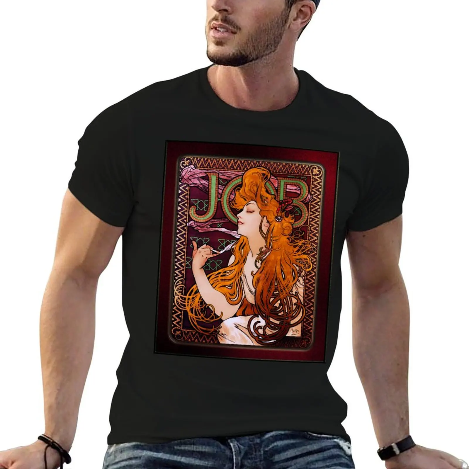 JOB by Alphonse Mucha Old Masters Art Nouveau Reproduction T-Shirt Man t-shirt summer clothes men clothes