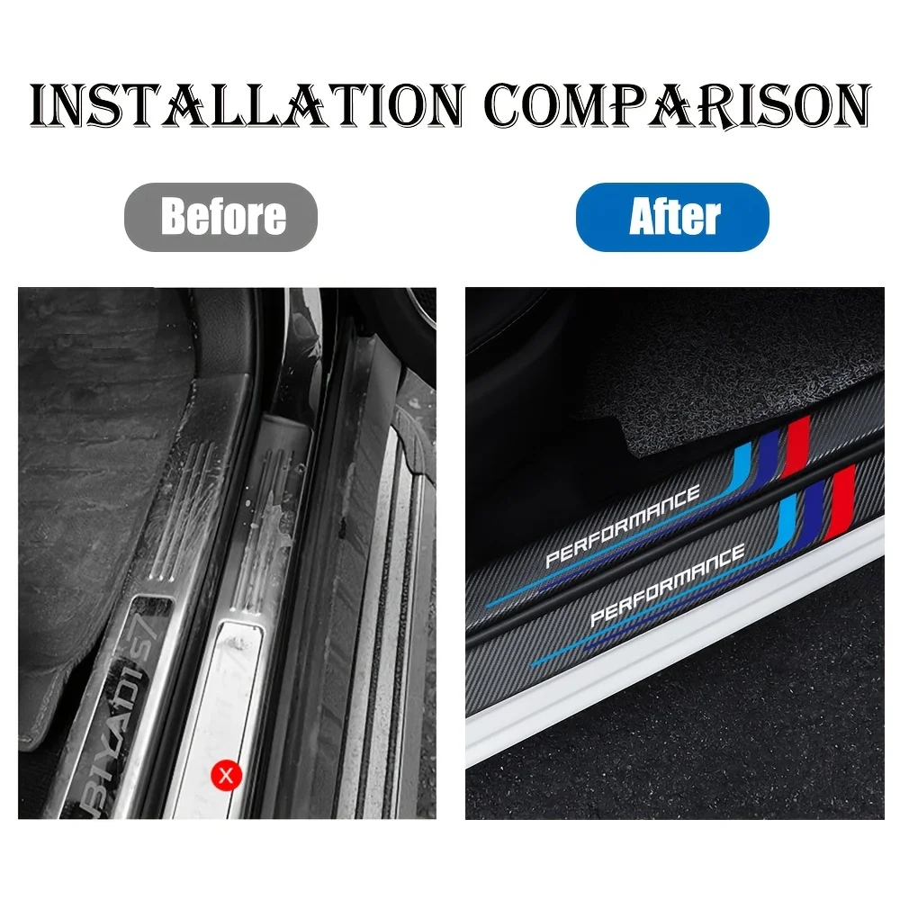 4 Stuks Koolstofvezel Dorpelplaatstickers Beschermstickers Voor Bmw Prestaties M 1 2 3 4 5 6 7 Series X1 X 2X3X5X6X7 Auto Styling