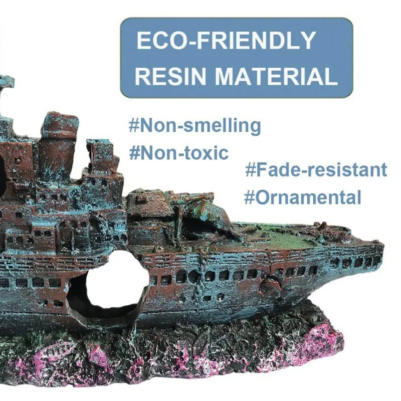 Aquarium Decorations Fish Tank Landscape Pirate Ship Wreck Ship Resin Boat Aquarium Accessories Home Decorations Gifts