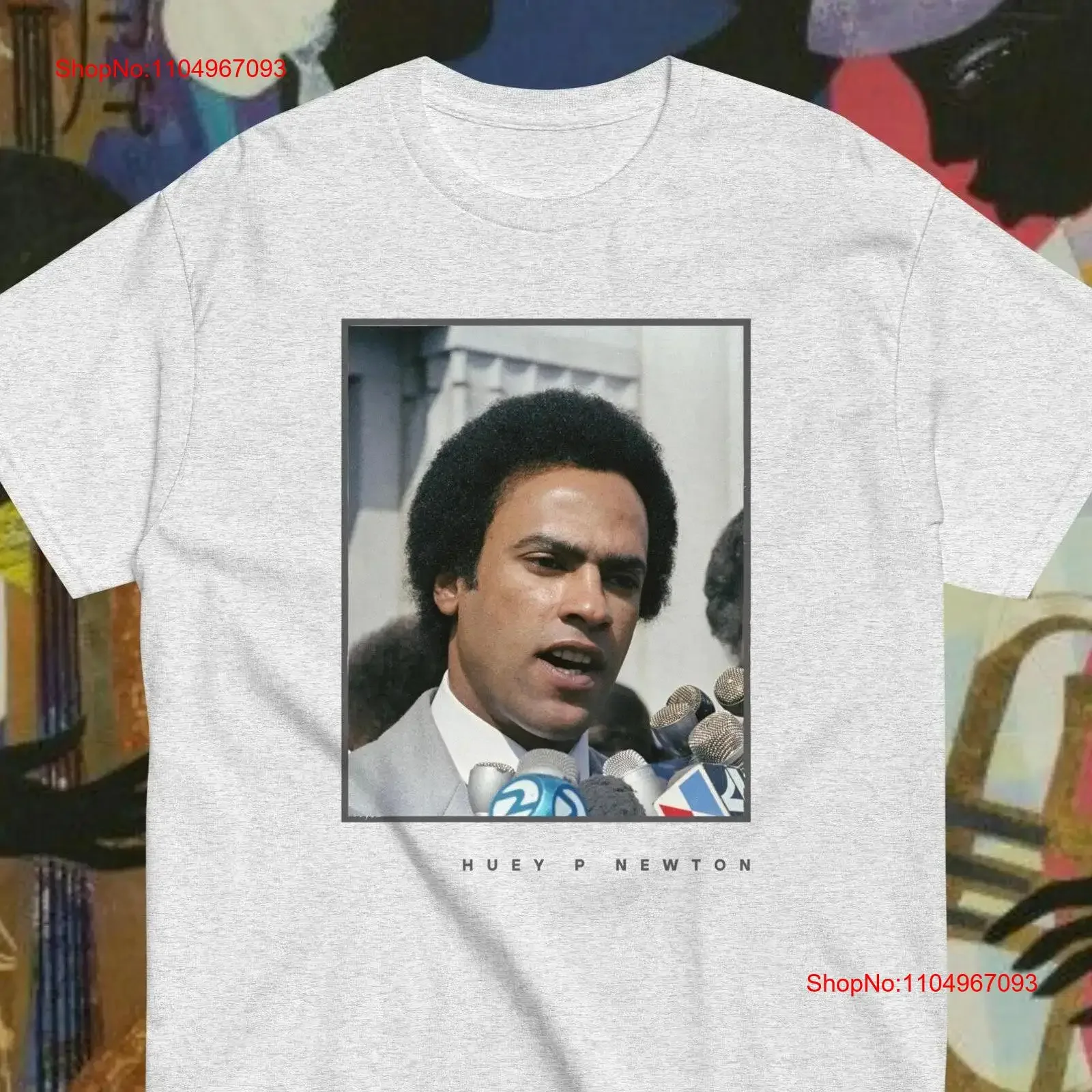 

Huey P Newton T Shirt Art Print Black History Month Power Real Rap Pan African vintage Washed homme graphic Breathable