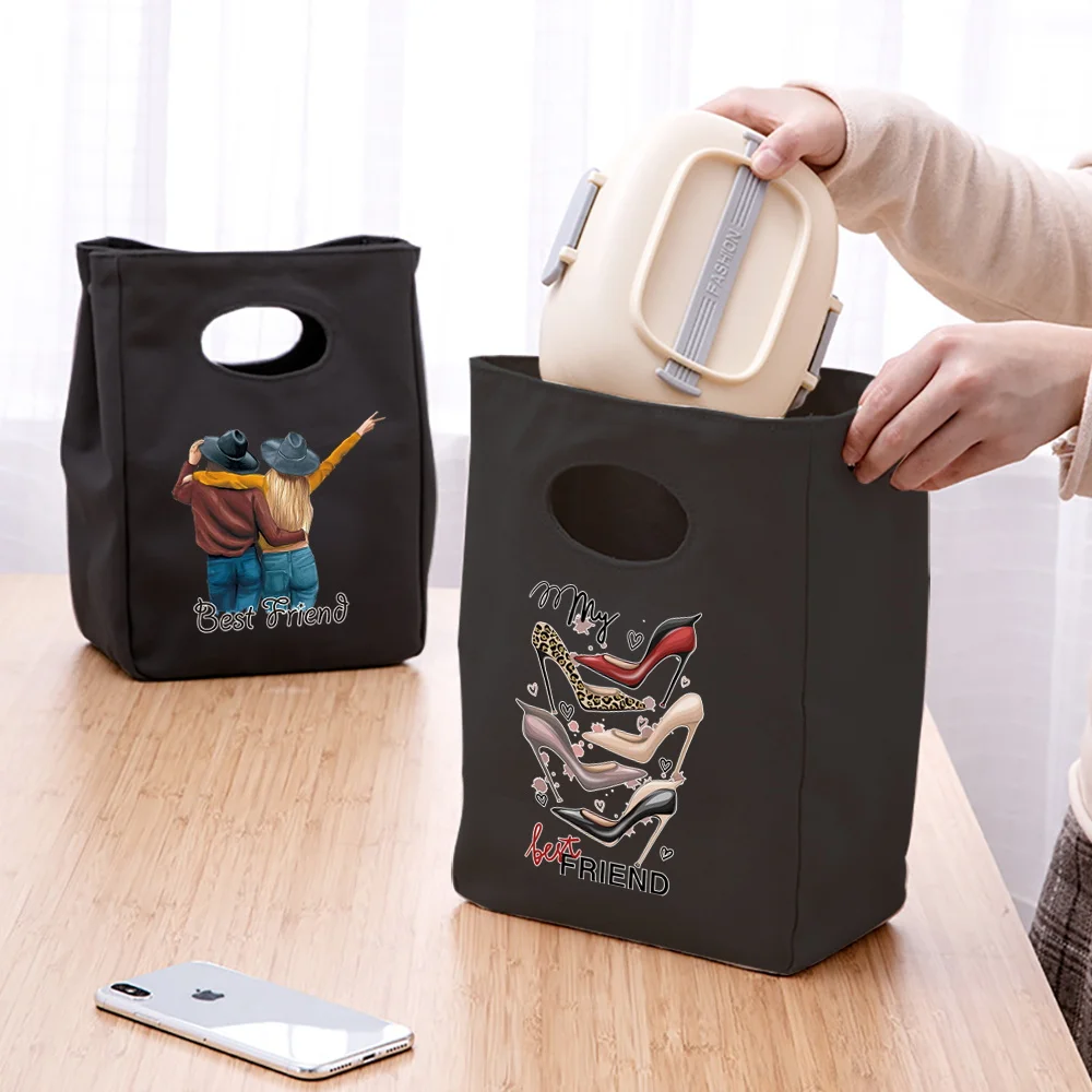 

Portable Thermal Bag Lunch Bag Friends Element Print Fridge Cooler handbag Lunch Box Tote Thermal Food Bags Durable Bento Pouch