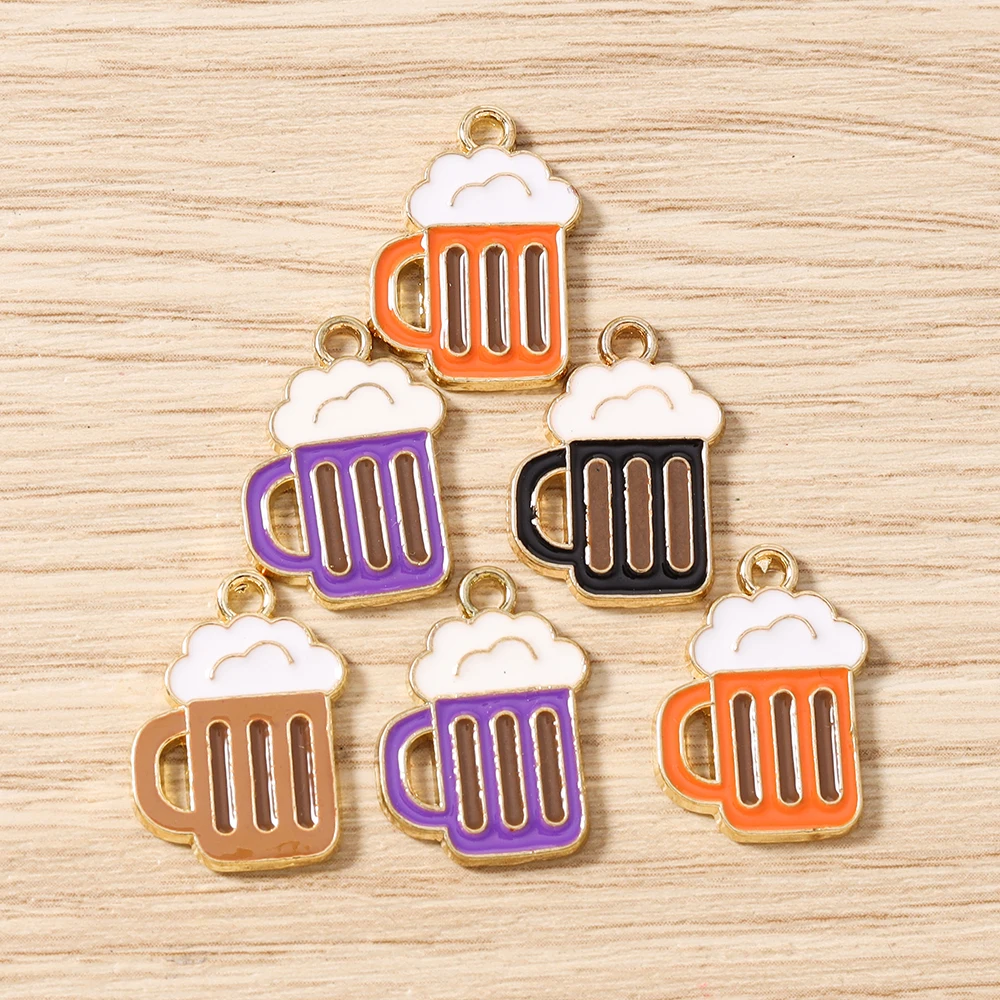

Tusember 10pcs Cute Enamel Beer Mug Charms Pendants for Earrings Bracelet Necklace Handmade DIY Jewelry Making Supply