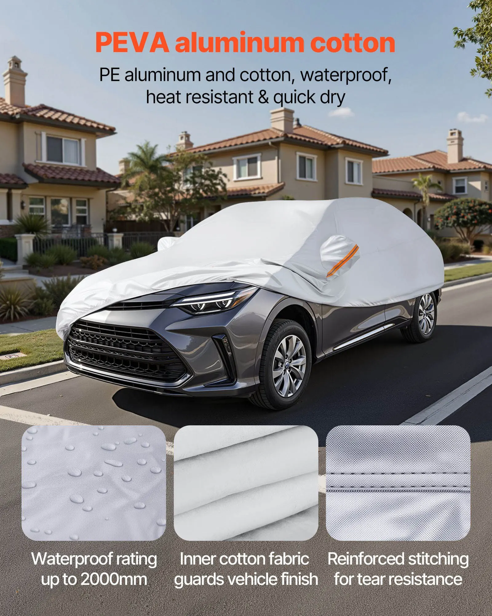 

Car Cover, Car Cover Waterproof For Dodge Challenger Full Size Sedan, Custom-fit All Weather Sun Rain Wind Dust Snow Protection Full Exterior Covers With Door Zipper And Cotton Lining, Silver