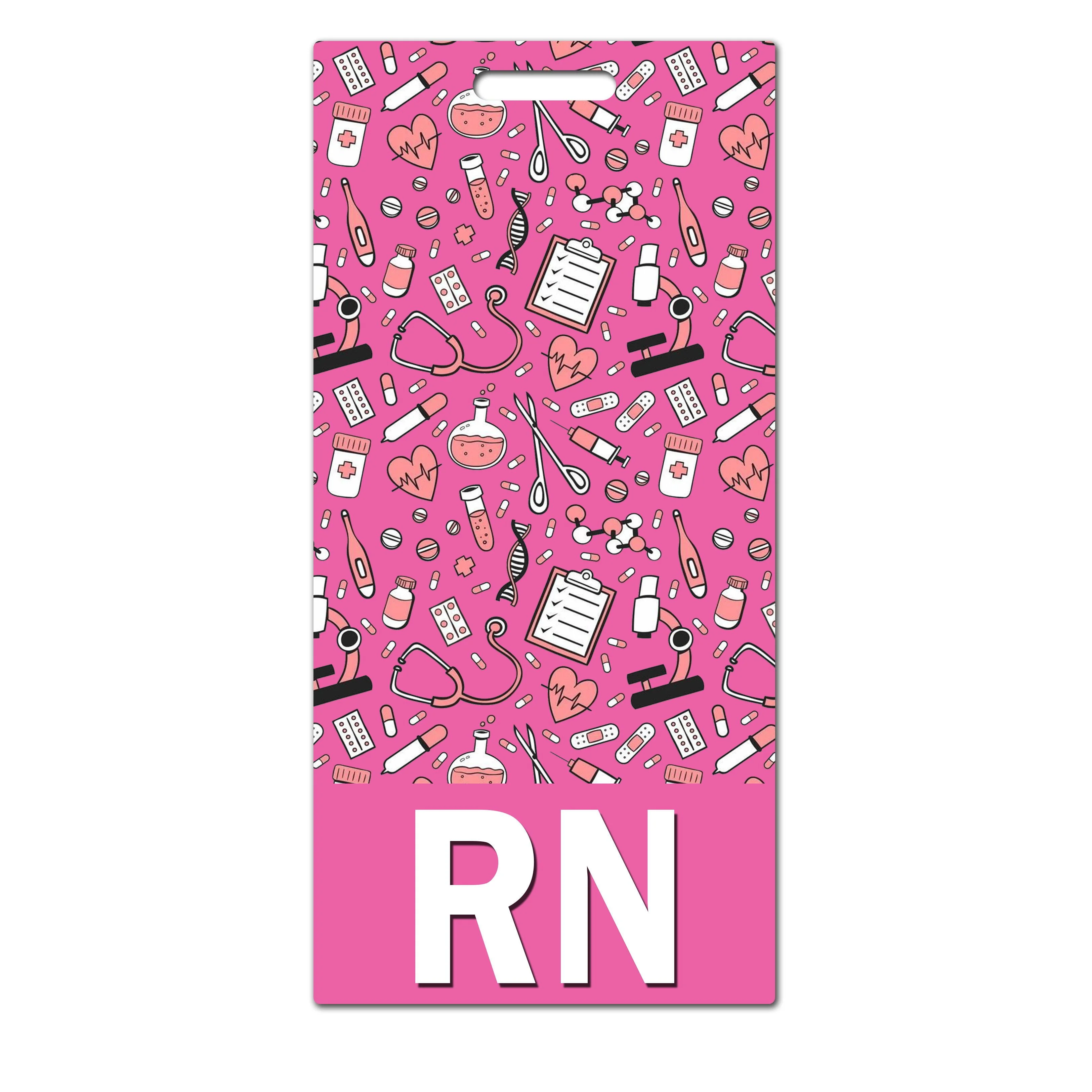 CNA New Style PVC Medical ID Card Badge Tags RN CNA LPN Badge Buddy for Nurse Accessories Pink Stethoscope Pill Card