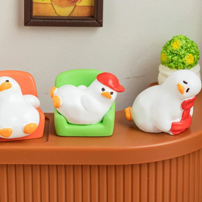 6 estilos/conjunto de resina mini pato branco ornamentos de carro decoração de mesa para casa micro paisagem estatuetas de jardim pato minúsculo acessórios diy