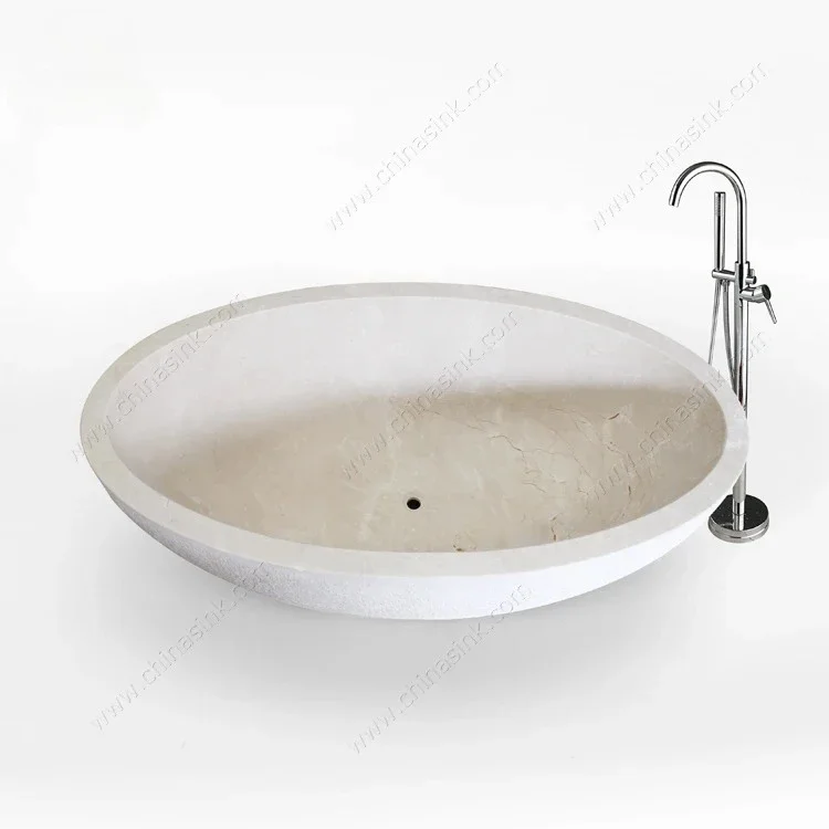 حوض استحمام داخلي أنيق قائم بذاته من الرخام للبالغين