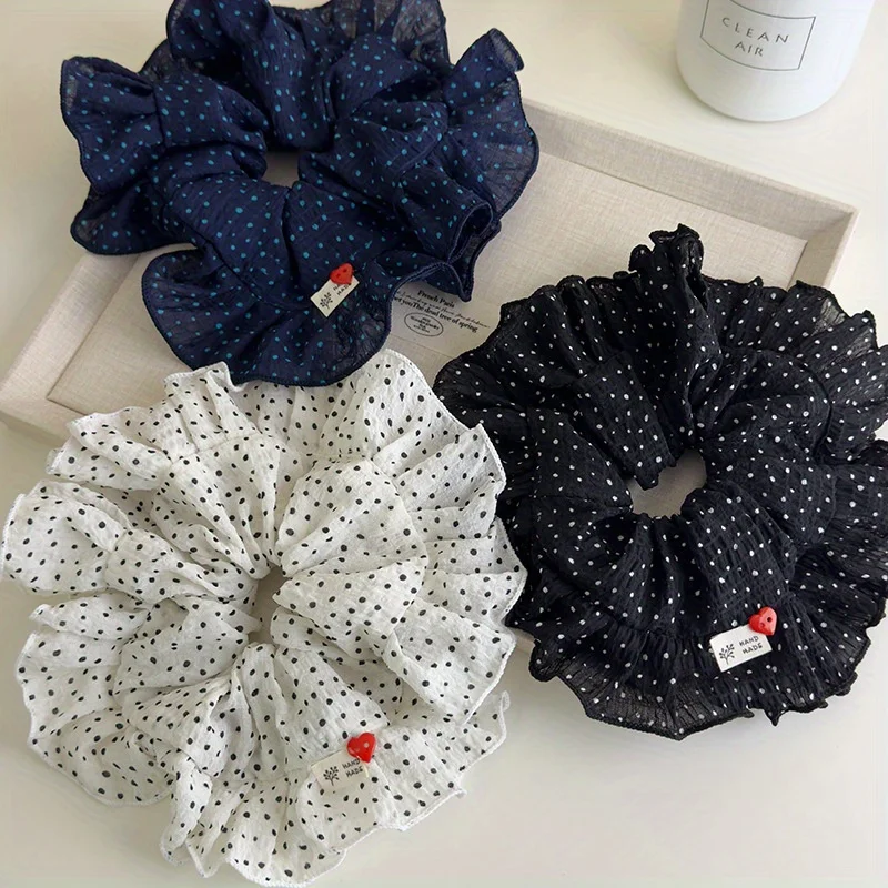 

Lazy-chic ruffled lotus-patterned hair tie Luxurious-feel large-size versatile hair band