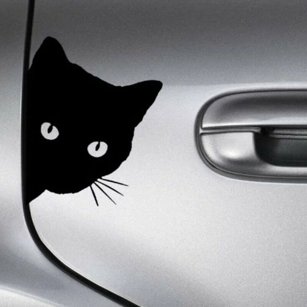 

Creative Black Cat Face Peeking Car Stickers Automotive Decal Window Decoration Sticker Window Door Sticker 12cm*15cm