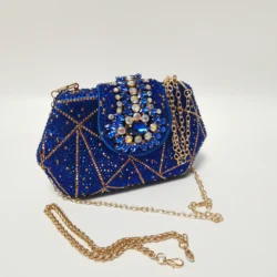 2024 New Italian Design Irregularity Shape Small Party Rhinestone Bag African Ladies Clutch Long Chain Shoulder Bag F916-1