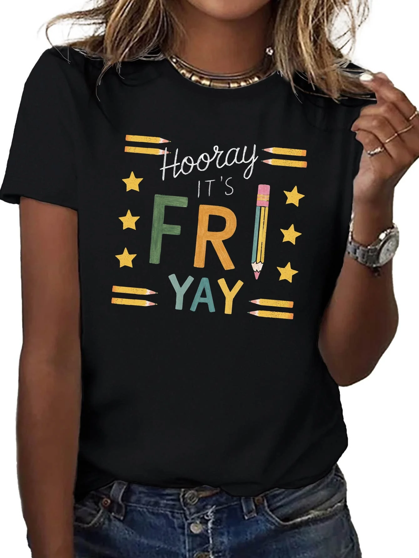 Hooray it s FRI YAY pure cotton women's T-shirt