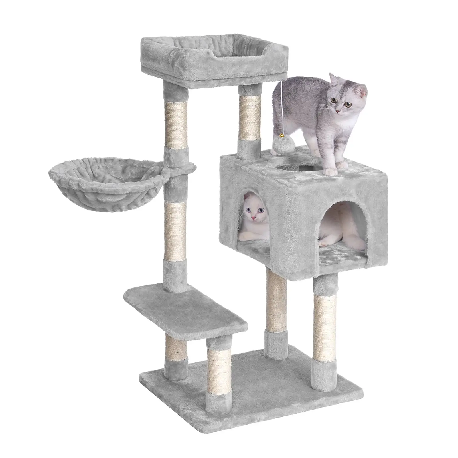 Dogat kattenboom 100 cm krabpaal met 7 kolommen Cat House & Hammock stabiel met kantelbeveiliging