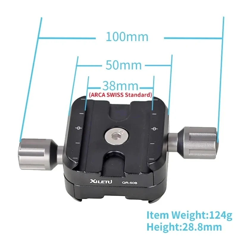 XILETU QR-50B Double-layer Quick Release Clamp Holder Panoramic Shooting Head Clamp Seat for Arca Swiss Macro Plate Tripod Head