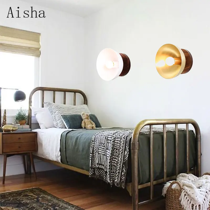 American Style Brass Ceiling Light Nordic Brass Solid Wood Ceiling Lamp for Home Corridor Balcony Kitchen LED Light Decoration