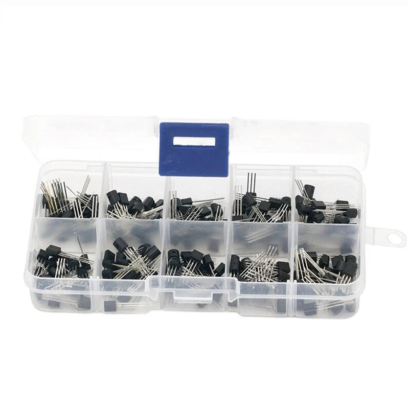 BC337 BC327 2N2222 2N2907 2N3904 2N3906 S8050 S8550 A1015 C1815 Transistor Assortment Kit 10value= 200PCS,Transistors + Box Pack