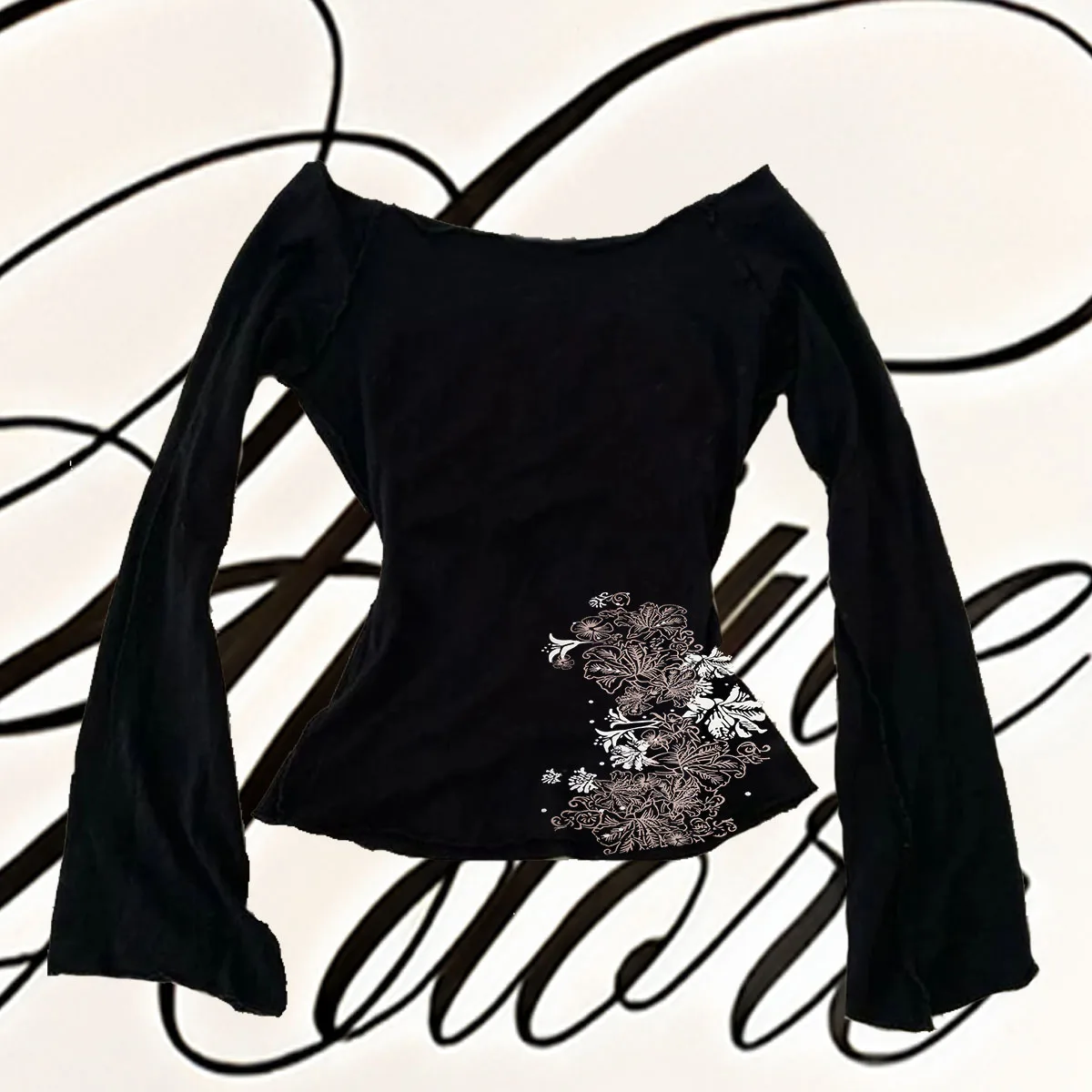 Camisa básica versátil y sencilla con estampado floral para mujer, ajustada, de manga larga, para otoño e invierno