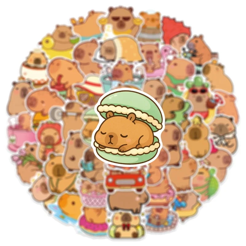 10/30/60PCS Cartoon Capybara PVC Sticky Sticker Aesthetic DIY Decoration Scrapbooking Phone Hand Accounting Supplies