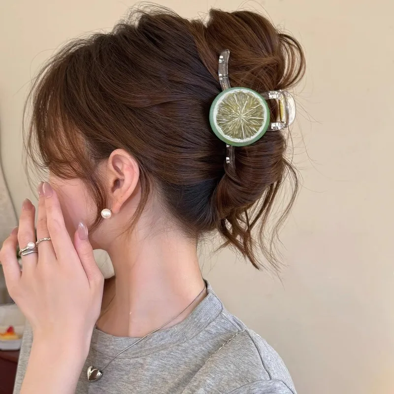 Haarklammer für Frauen Zitronengelbe Haarspangen Niedliche Schleife für den Hinterkopf Boho Haaraccessoires Süßer Minimalistischer Sommerstil – Detail 3