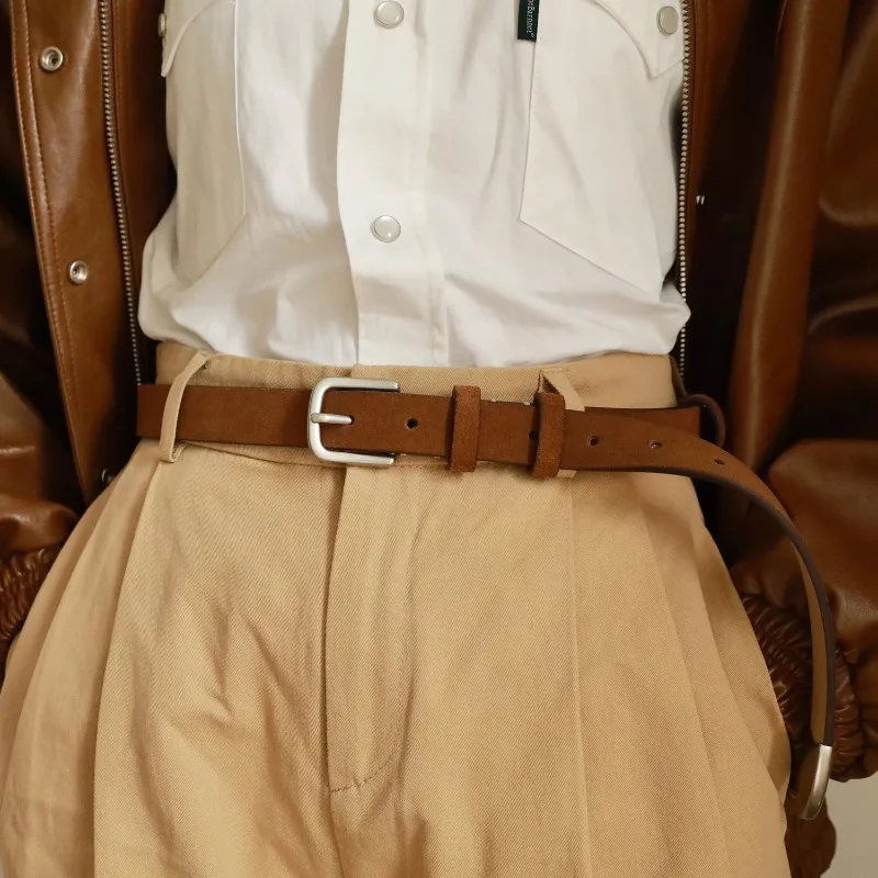 

Бархатный кожаный ремень с пряжкой в стиле ретро, высококачественные простые брюки с карманами, женские декоративные поясные ремни