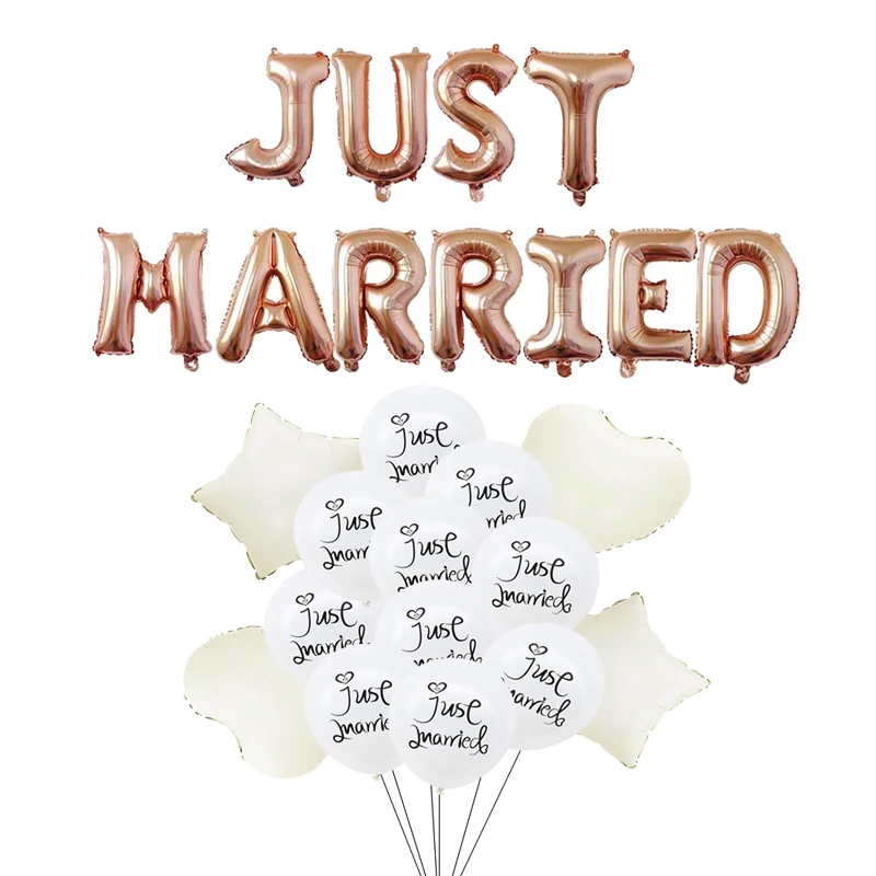 1 Set Just Married Latex Confetti Aluminum Foil Balloon Engagement Wedding Party Bride Shower Hen Party Decoration Supplies