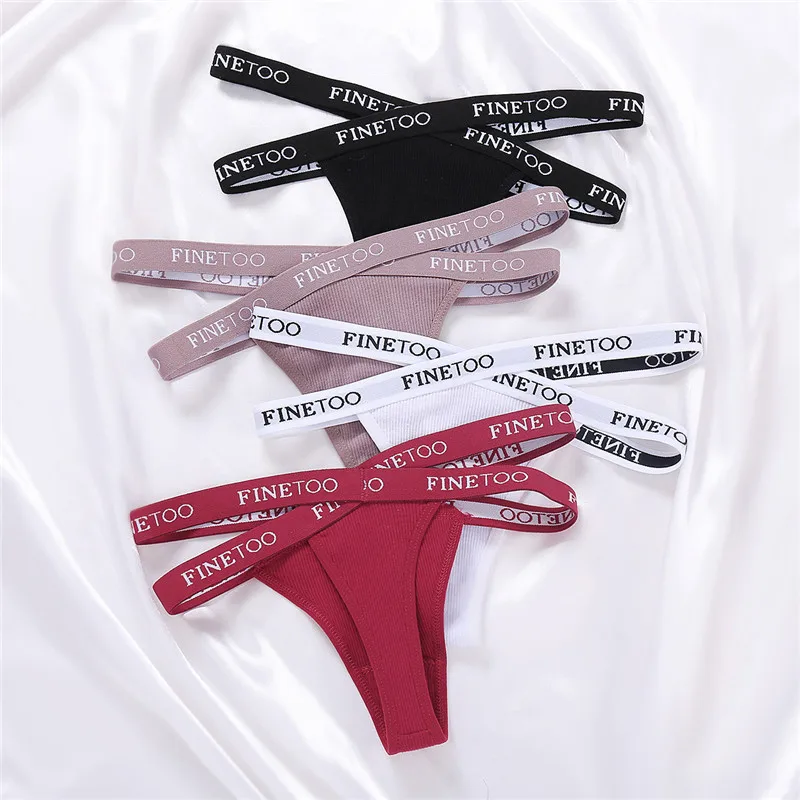 3PCS/Set Cross Strap G-String Cotton Panties Women Sexy High Waist Women\'s Panties FINETOO Letter Waisted Panty Lingerie M-XL