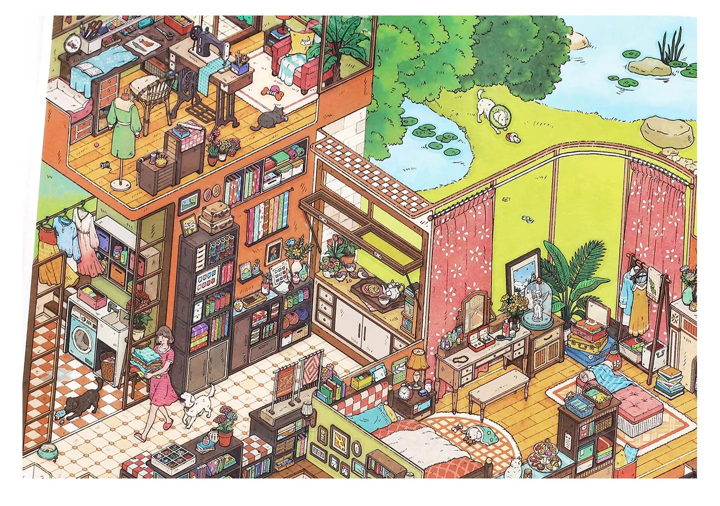 JIANQI Kawaii Apartment Building 3D Underground Exploration Landscape Sticker DIY Pocket Cabin Scene Sticker Scrapbook-Zubehör – Detail 15