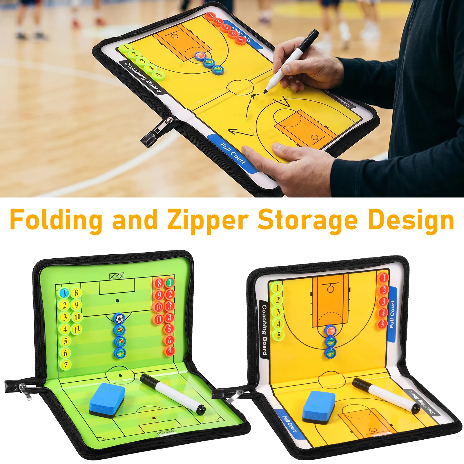 

Soccer/Basketball Coaching Board Foldable Magnetic Trainning Assisitant Equipment Soccer Tactical Board for Coach Training Tool