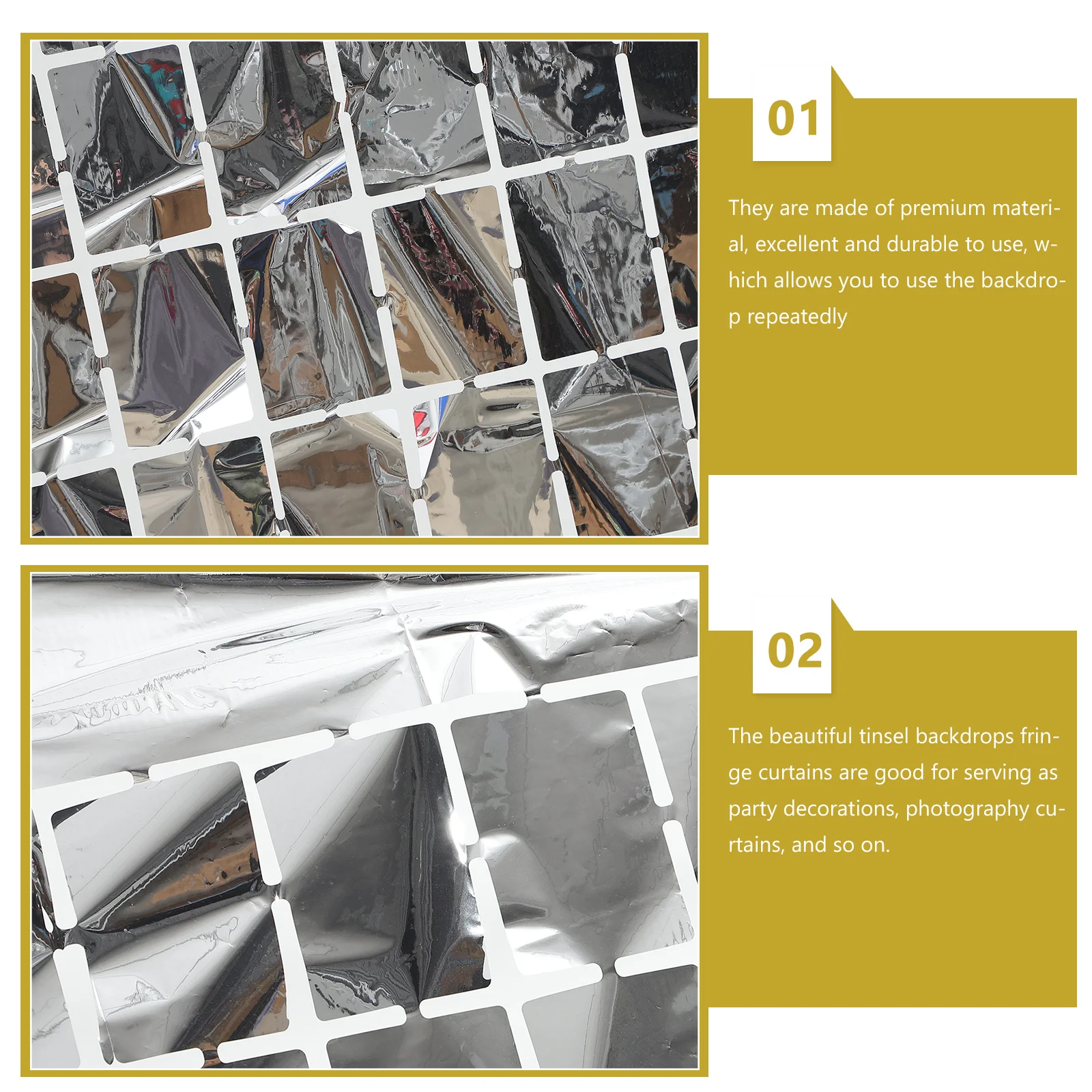 

2Pcs Tinsel Fringe Curtains Foil Curtain Wedding Birthday Party Decoration Backdrop Wall Tinsel Foil Fringe Curtain