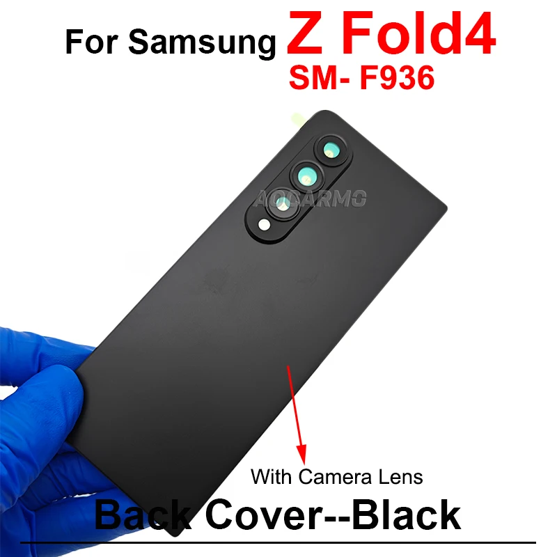 Black Gold Back Cover With Rear Camera Lens Frame Replacement Parts For Samsung Galaxy Z Fold4 SM-F936