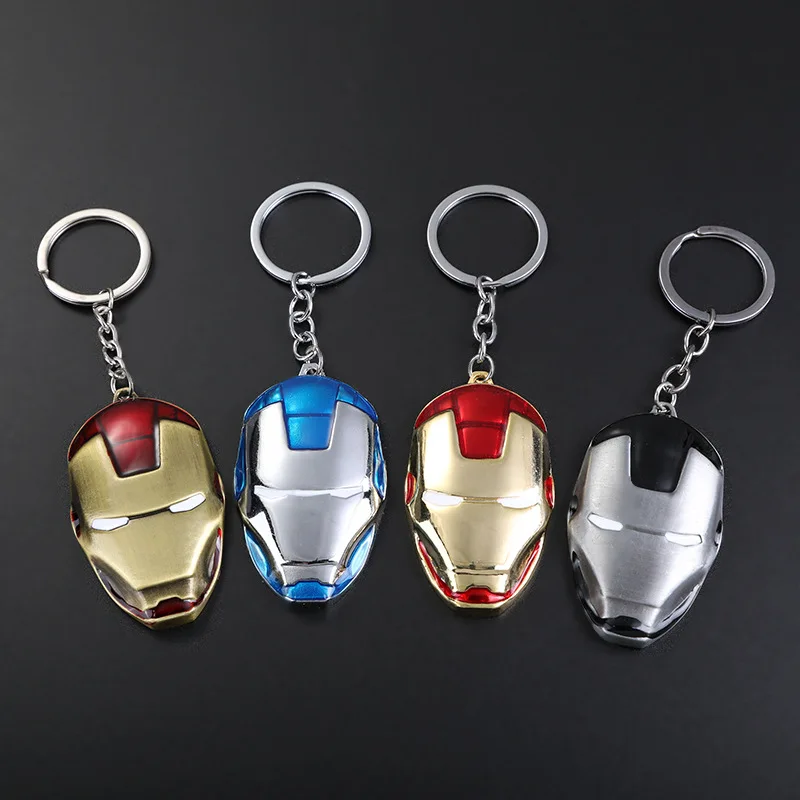 Cool Superhero Metal Car Keychain Avengers Iron Man Mask Pendant Vehicle Key Ring Business Gift Auto Interior Accessory view 4