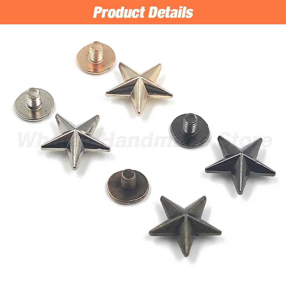 5-10 pz 12/13.5mm Stelle di Metallo Rivetti Vite Punk Borchie Per Abbigliamento Indumento Scarpe Cappello Cintura In Pelle Decorazione FAI DA TE vestiti Accessori