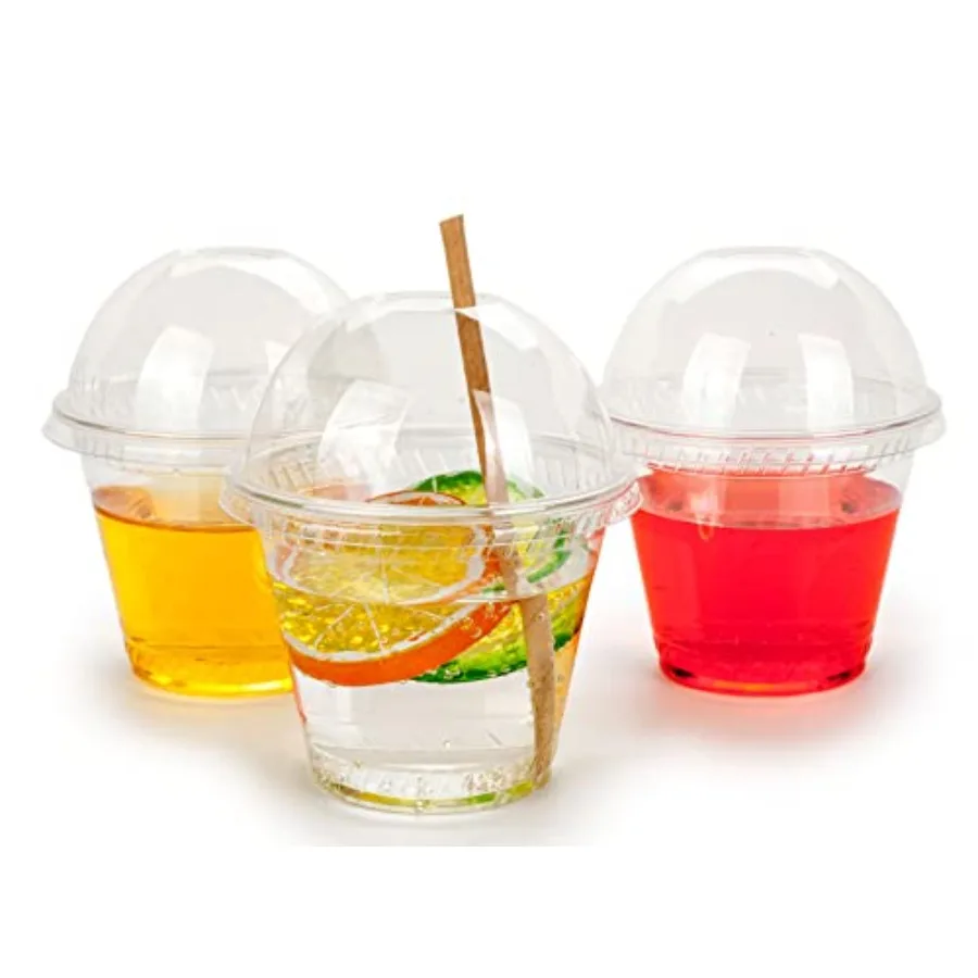 

9oz. Clear Plastic Cups with Dome lids with Hole 50sets, BPA Free