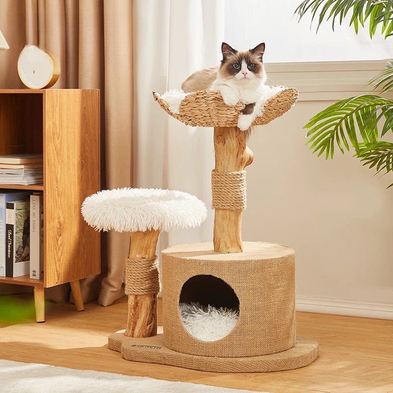 

Soild Wood Cat Scratcher Large Model Cat Tree Cat Nest Integrated Multifunctional Scratching Post Cats Accessories for Pet